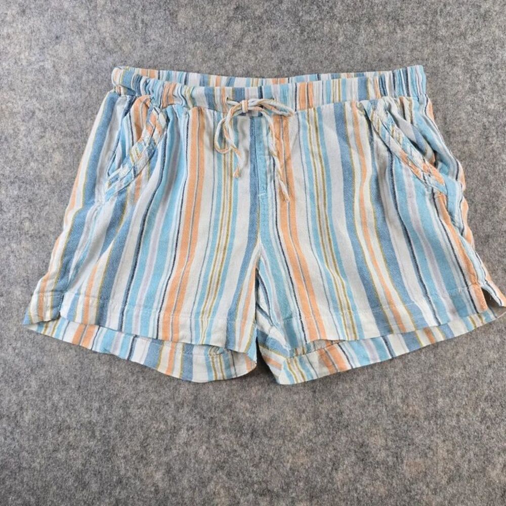 Briggs Women's Shorts Size L Linen Blend Elastic Waist Pockets Soft
